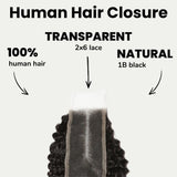Jerry Curl 2x6 Transparent Lace Human Hair Closure