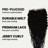 Jerry Curl 4x4 Transparent Lace Human Hair Closure