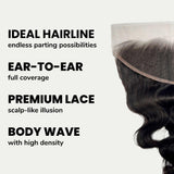 Jet Black Body Wave 13x4 HD Lace Human Hair Frontal