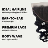 Jet Black Body Wave 13x6 HD Lace Human Hair Frontal
