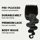 Jet Black Body Wave 5x5 HD Lace Human Hair Closure