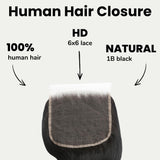 Jet Black Body Wave 6x6 HD Lace Human Hair Closure