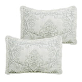 King size Antique White Damask Embroidered 4 Piece Oversized Bedspread Set