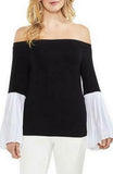 Vince Camuto Rich Black Colorblocked Off-the-Shoulder Top, XS