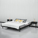 King size Mid-Century Modern Platform Bed Frame in Black Wood Finish