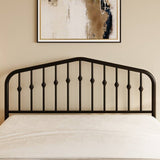 King Farmhouse Spindle Black Metal Platform Bed Frame with Headboard Footboard