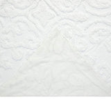 King Size 100-Percent Cotton Chenille 3-Piece Coverlet Bedspread Set in White