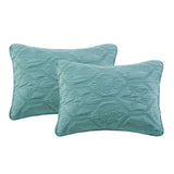King Coastal Beach Starfish Seashell Seahorse Aqua Blue Teal 3-Piece Quilt Set