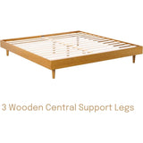 King size Mid-Century Modern Platform Bed Frame in Light Wood Finish