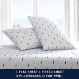 King size Coastal Beach 100-Percent Cotton Navy Blue White Stripe Sheet Set