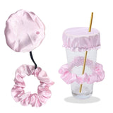 Reusable Anti-Spike Scrunchie Drink Mug Glass Cover Cap Headband with Straw Hole for Covering Drinks Party, Club, Disco