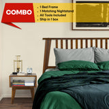 [Buy 1 Get 1] Kaylin Solid Wood Bed Frame & Nightstand