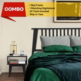 [Buy 1 Get 1] Kaylin Solid Wood Bed Frame & Nightstand