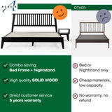 [Buy 1 Get 1] Kaylin Solid Wood Bed Frame & Nightstand