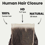Kinky Straight 7x7 HD Lace Human Hair Closure