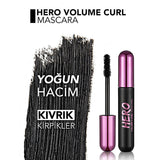 Flormar Hero Volume & Curl Mascara: Intense Black, Long-Lasting, Smudge-Proof, Flake-Free - Volumizing Fiber Brush Eye Makeup