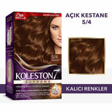 Wella Koleston Supreme 5/4 Light Chestnut Hair Dye: 100% Gray Coverage, Long Lasting Vibrant Brunette Color with Oil Elixir for Shine & Strength
