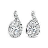 14K White Gold 5/8 Cttw Lab Grown Diamond Tear Drop Halo Stud Earring