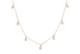 14K Rose Gold 1 3/8 Cttw Oval Lab Grown Diamond Dangle Station Necklace - 17" Inches