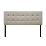 Full size Button-Tufted Headboard in Light Grey Taupe Beige Upholstered Fabric