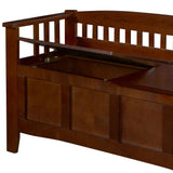 Split Seat Storage Accent Bench in Walnut Wood Finish