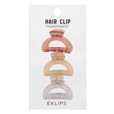 Eklips Pastel Clear Oval Hair Clips 3-Pack