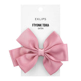 Eklips Satin Bow Ribbon Hair Clip for Elegant Styling, Powder Pink