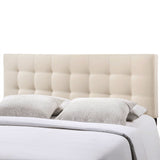 Queen size Ivory Fabric Padded Mid-Century Upholstered Headboard