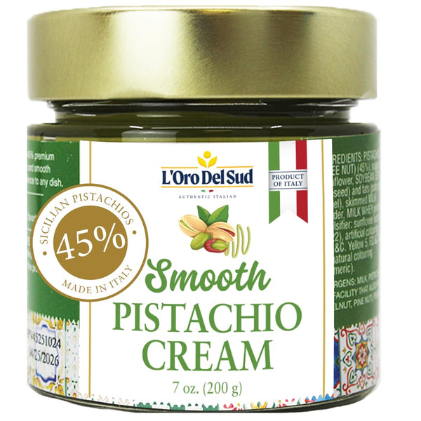 LOro Del Sud, Pistachio Cream Premium 45% Pistachios, 7oz (200g)