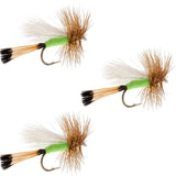 3 Pack Lime Trude Classic Hair Wing Dry Fly - Hook Size 18