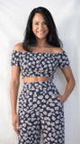 Lulus Flirty Flowers Navy Floral Print Smocked Two-Piece Jumpsuit, Size Large