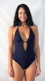 La Blanca Women's Deco Stud Halter Mio One Piece Swimsuit, Size 12