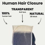 Loose Wave 4x4 Transparent Lace Human Hair Closure