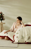 Luxury Christmas Floral Embroidery Cotton Duvet Cover Set | 3CARATS