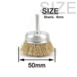 2-Pack 3 Pcs Wire Brush Wheel Set Cup Drill Bit Rust Paint Attachment 1/4" USA