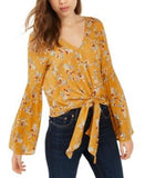 Polly & Esther Juniors Tie-Front Bell-Sleeve Top