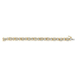 14K Yellow Gold 8 1/5 Cttw Baguette and Princess-Cut Diamond Geometric Twist Link Bracelet (G-H Color, VS1-VS2 Clarity) - Size 7"