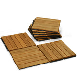 Solid Wood Deck Tiles 6 Slat Set 9