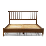 King Size Hardwood Mid Century Platform Bed Frame with Headboard in Walnut