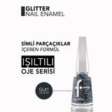Flormar Glitter Semi-Transparent Nail Polish - Long Lasting Glitter Nail Polish for Trendy Nail Makeup