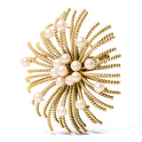 18K Yellow Gold Cultured Freshwater Pearl Starburst Brooch Pin