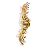 18K Yellow Gold Cultured Freshwater Pearl Starburst Brooch Pin