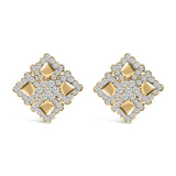 18K Yellow Gold Diamond 5 1/5 Cttw Geometric Cluster Stud Earrings