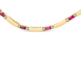 14K Yellow Gold Red Ruby and 3/8 Cttw Diamond Alternating Link Necklace
