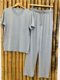 Men's Soft Bamboo Lounge Pajama Set - Short Sleeve Top & Pants