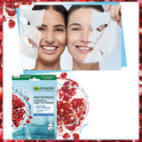 Garnier Moisturizing Face Mask with Pomegranate Extract & Hyaluronic Acid for Normal to Dry Skin - Intensive Hydration & Radiant Skin