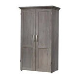 Armoire with Drop Leaf Laptop Desk Craft Table in Grey Oak Finish - Made in USA