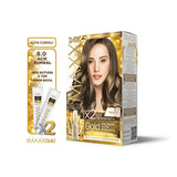 Maxx Deluxe Golden Beauty 8.0 A�õk Kumral Hair Dye: 24K Gold Infused for Vibrant, Long-Lasting Light Ash Blonde Color & Shine