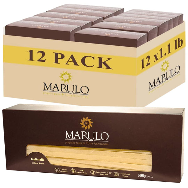 Marulo, Tagliatelle Pasta, Artisan Bronze Die-Cut Pasta, Pack of 12 x 1.1 lb