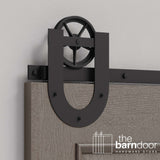 Wagon Wheel Horseshoe Heavy Duty Sliding Barn Door Hardware Kit